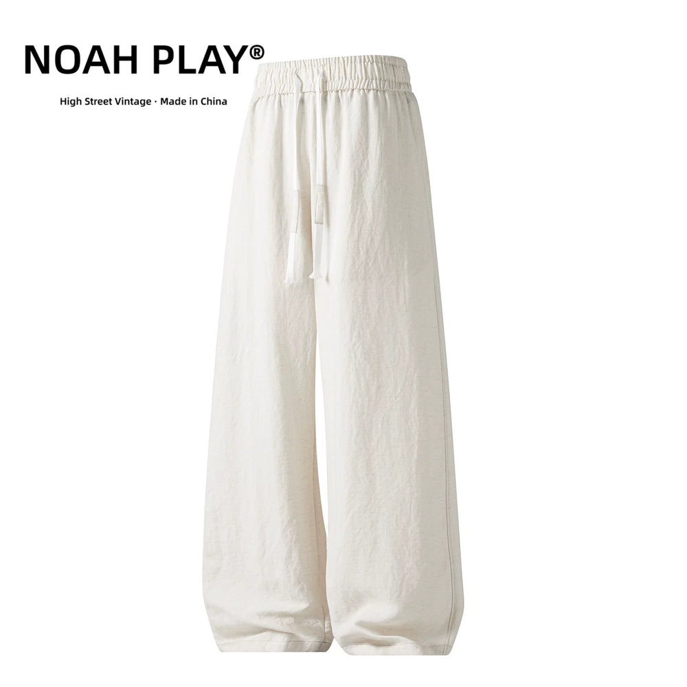 NOAH PLAY 复古莱赛尔天丝亚麻阔腿裤男夏季薄款宽松直筒休闲长裤