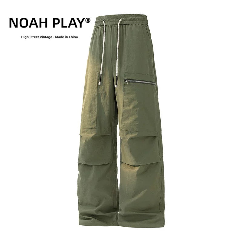 NOAH PLAY 潮牌工装裤男夏季薄款速干宽松直筒阔腿美式高街伞兵裤
