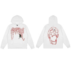 Revenge White Geometric Spider Skull Arch Logo Pullover Hoodie