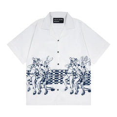 ERD melancholic Oversized Portrait Graphic Cuban Collar Shirt