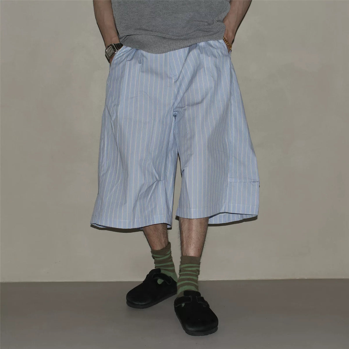 GcBrand Capri Pants SS26 Retro Street Trendy Versatile Shorts Wide Leg cropped Pants