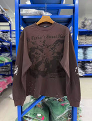 ERD High Street Vintage Washed Brown Letter Long-Tee