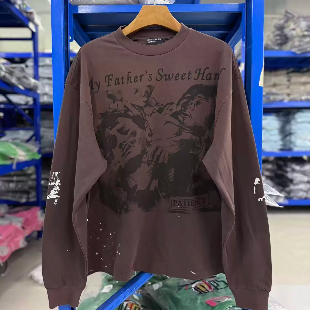 ERD High Street Vintage Washed Brown Letter Long-Tee