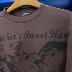 ERD High Street Vintage Washed Brown Letter Long-Tee