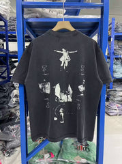 ERD melancholic  Streetwear Washed Black Portrait Printed Tee