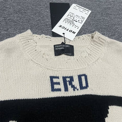 ERD Melancholy Distressed Oversized Silhouette Portrait Knit Sweater