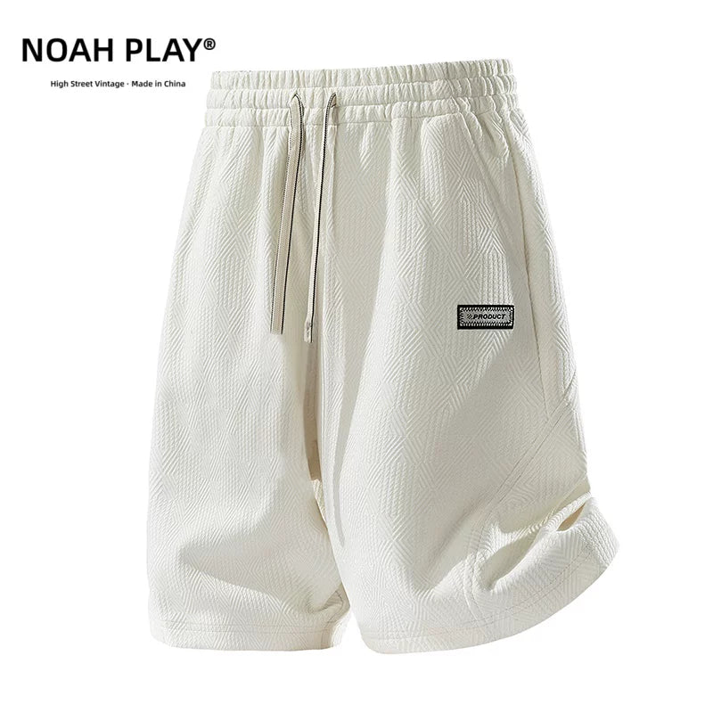 NOAH PLAY Jacquard Texture Shorts Men's Summer Loose Large Wide Leg Pentagram Pants Casual Retro Middle Pants Trendy