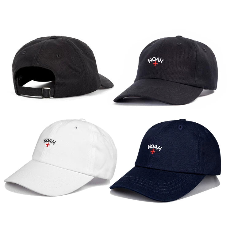 Noah style hat, cross embroidered duckbill hat, European and American high street solid color curved brim hat, versatile and simple hat