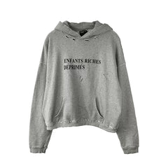 ERD's melancholic Distressed Oversized Logo Pullover Hoodie