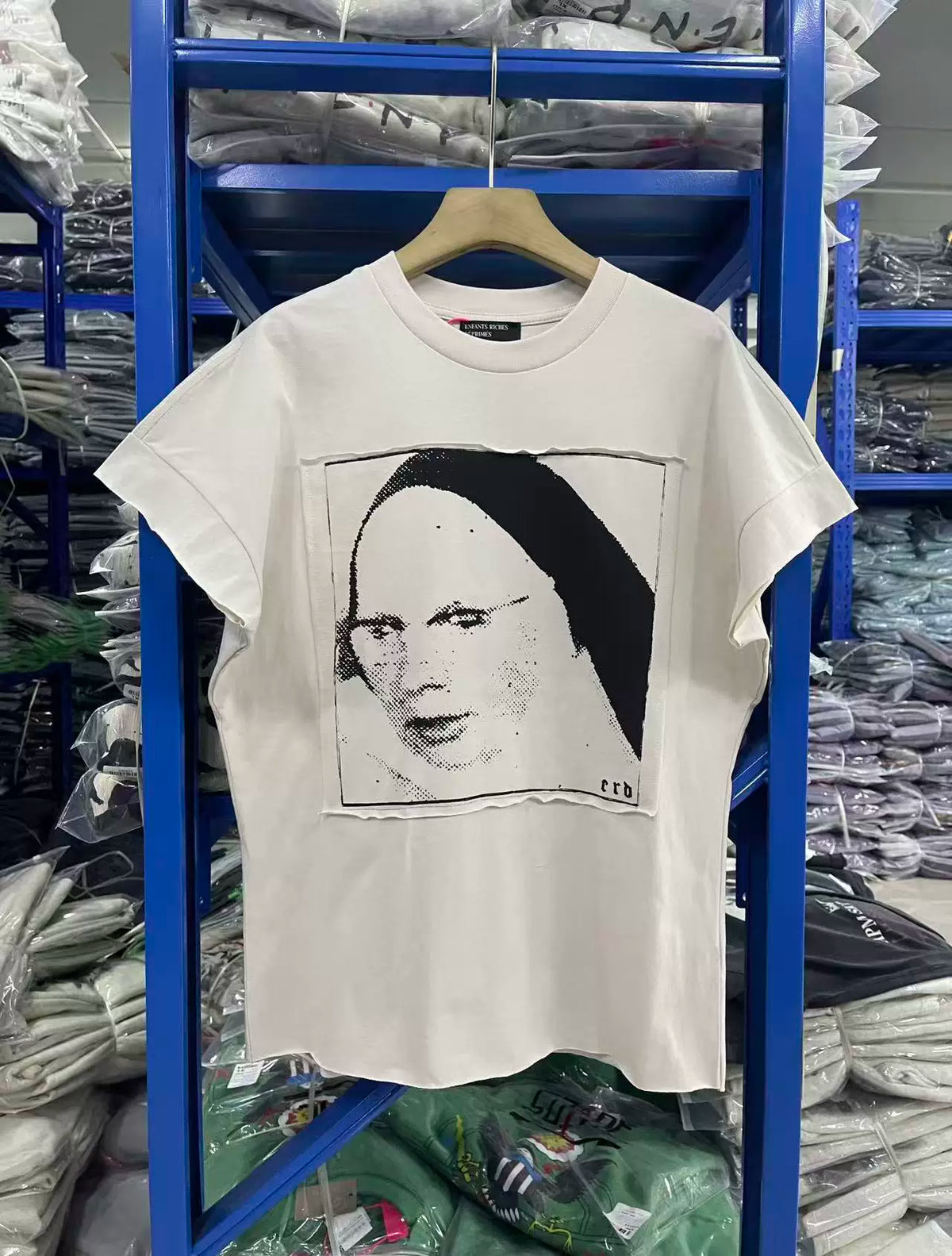 ERD Inspired Portrait Patchwork Muddy White Cotton Tee