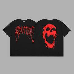 Revenge Red Arch Logo & Screaming Skull Graphic Short Sleeve T-Shirt