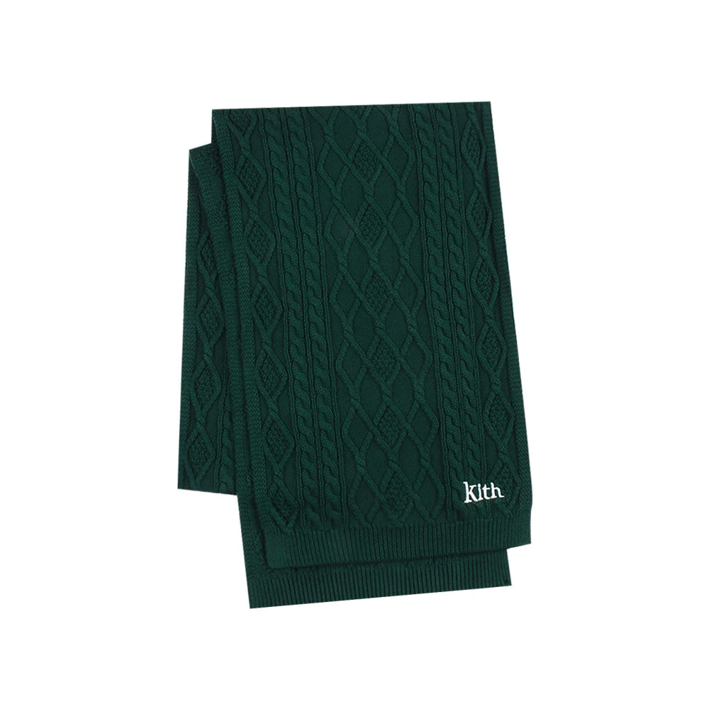 Kith embroidery winter versatile Fried Dough Twists lovers thickened warm wool knitting shawl scarf for men and women lovers