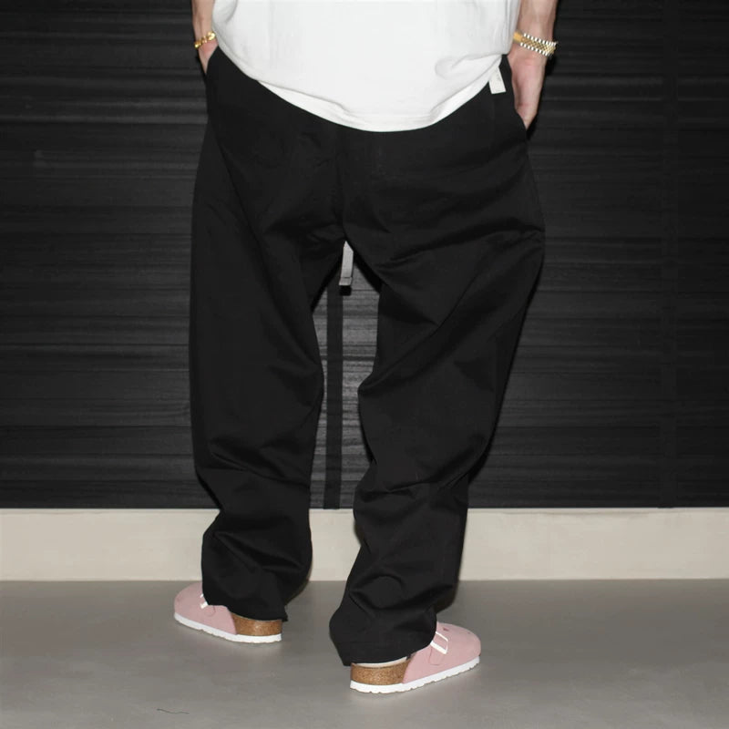 GcBrand Lab AW24 Retro Theme Elements, Hanging Wide Leg Design, Japanese Bamboo Pattern Casual Pants