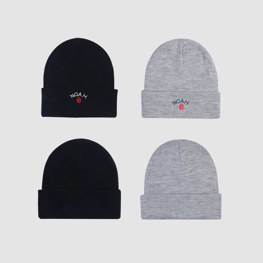 Defans trendy hip-hop cold hat NOAH rose embroidery men's and women's versatile warm knitted woolen hat with toe cap