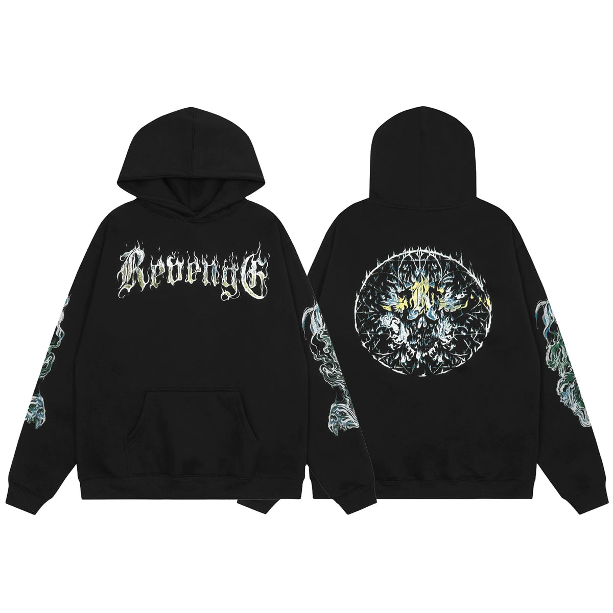Revenge Black Dark Gothic Circle Arch Logo Pullover Hoodie