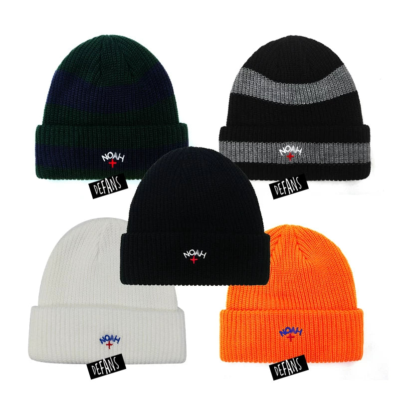 Defans Noah CORE LOGO BEANIE striped woolen hat men's cross embroidered knitted cold hat women