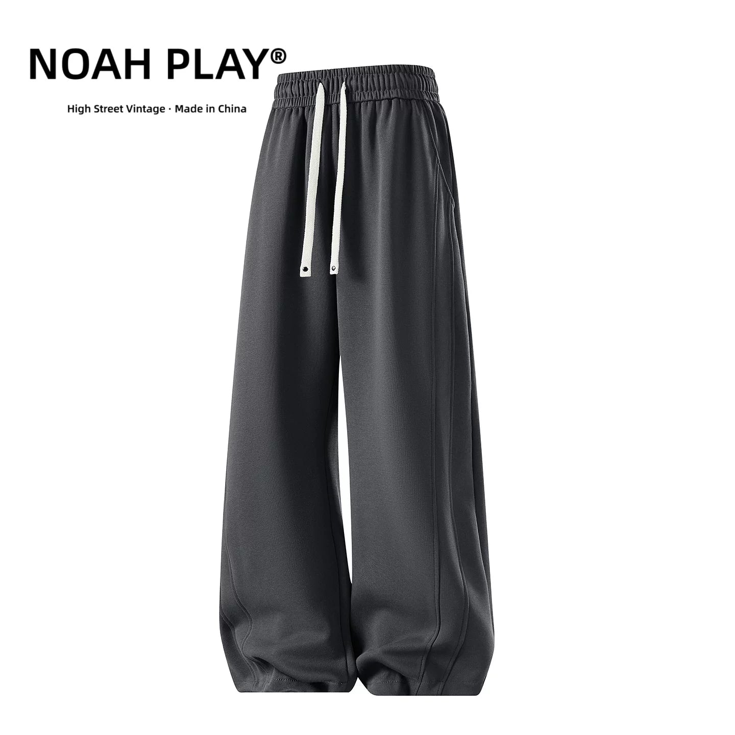 NOAH PLAY Summer Retro Wide Leg Health Pants for Men, Thin, Loose, Straight Tube, Sagging Texture, Casual Sports Pants