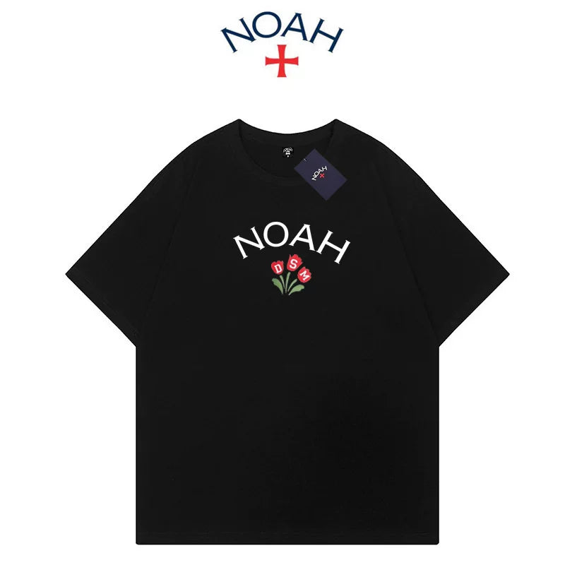 NOAH 2024 Summer New American Trendy Brand Round Neck Loose Heavy Weight Cotton Apricot Couple Short sleeved T-shirt for Men and Women