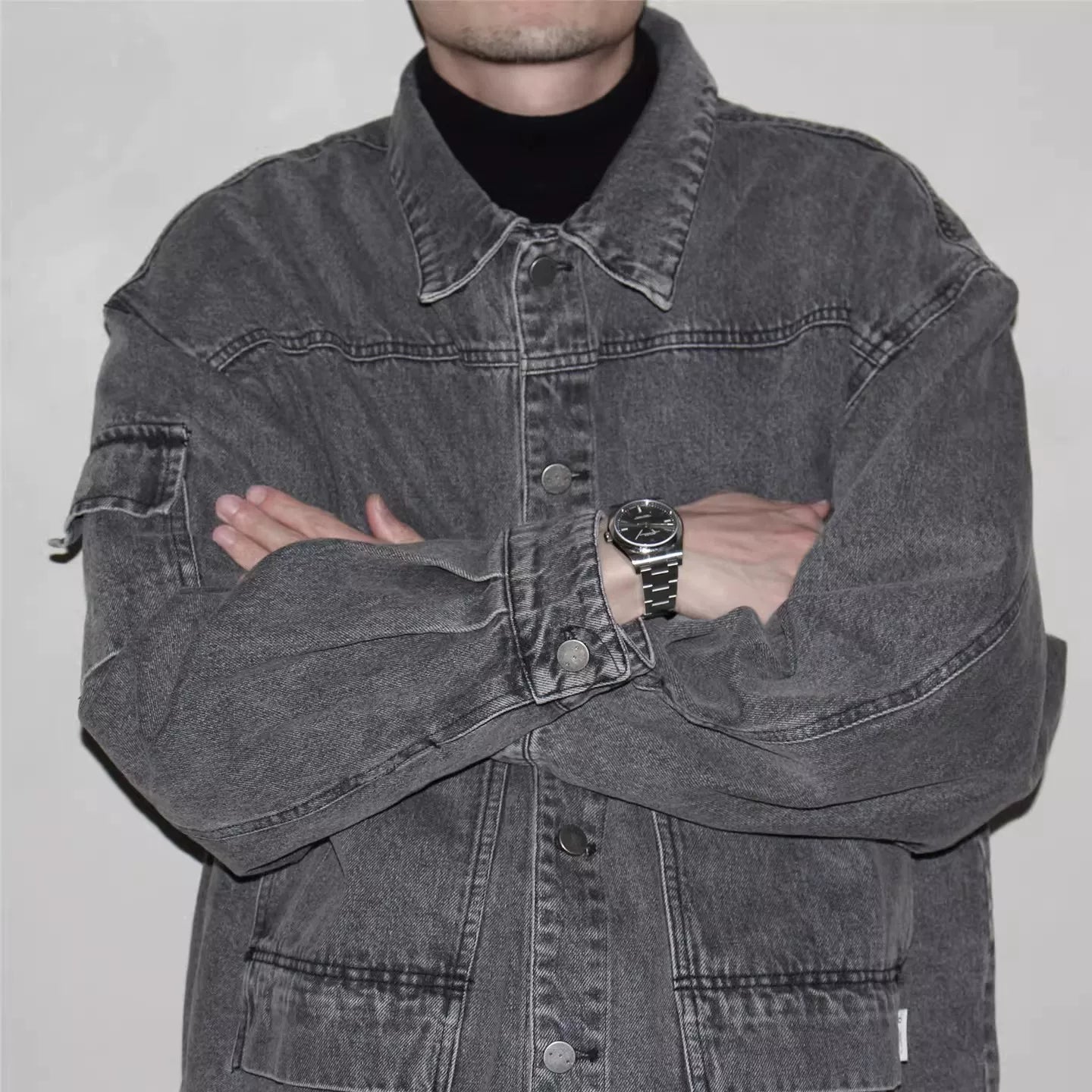 GcBrand Lab Denim Jacket 日系复古水洗做旧多口袋夹克 牛仔外套