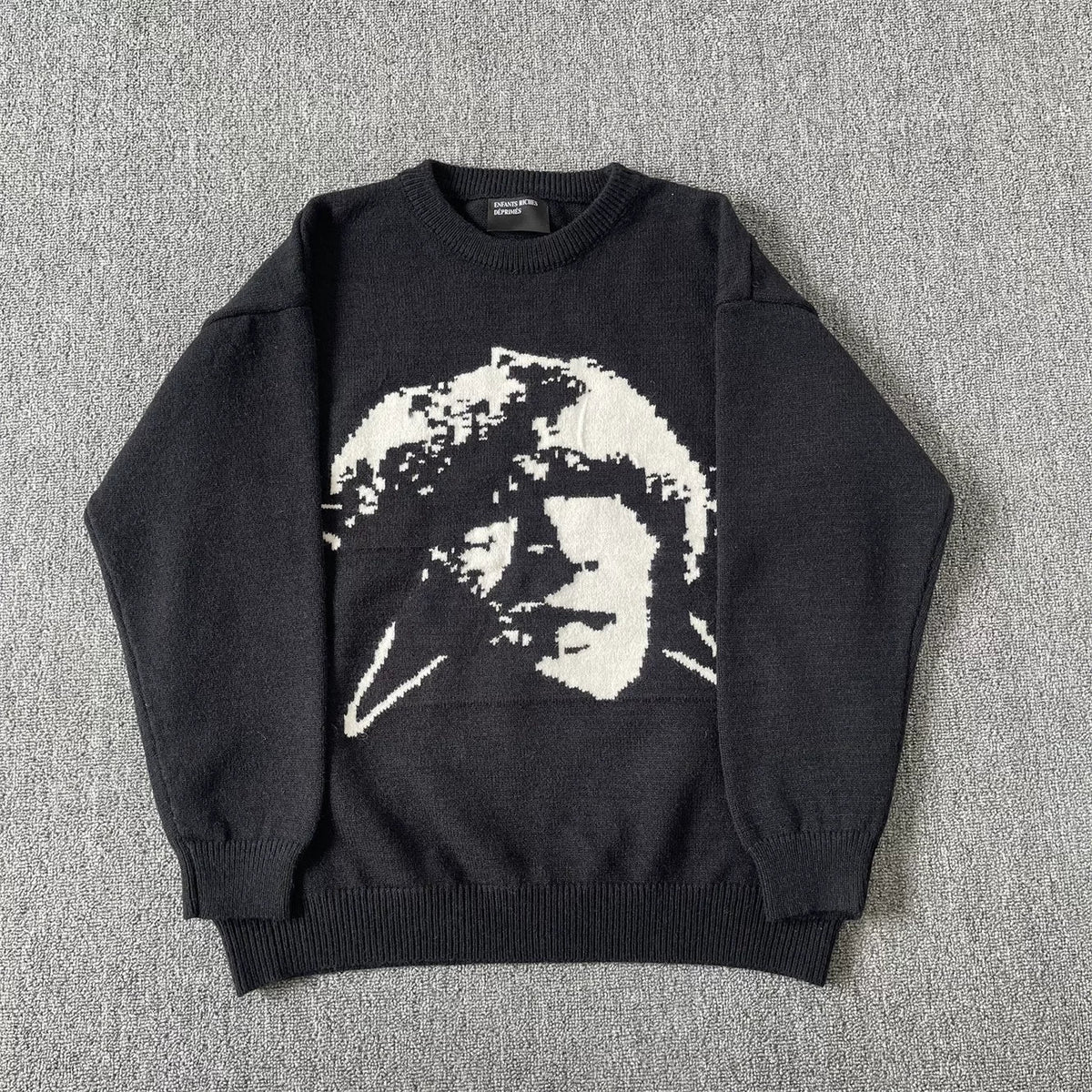 ERD melancholic Gothic Pentagram Portrait Crewneck Knit Sweater