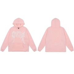 Revenge x Playboy Rhinestone / Outline Bunny Arch Logo Pullover Hoodie Pink