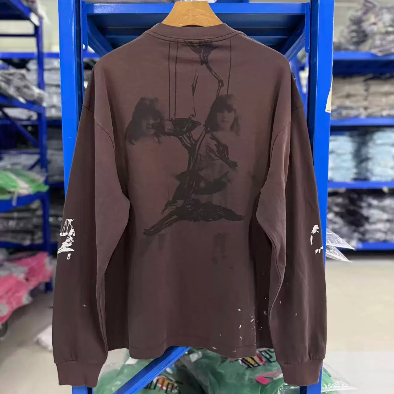 ERD High Street Vintage Washed Brown Letter Long-Tee