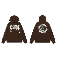 Revenge Angel / Religious Circle Arch Logo Pullover Hoodie Brown