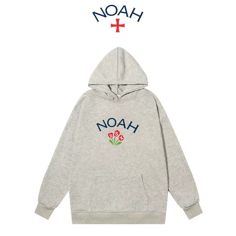 NOAH 秋冬白色连帽卫衣男美式潮牌帽衫套头加绒情侣外套