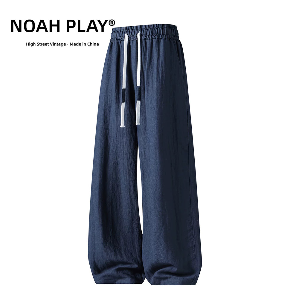 NOAH PLAY 复古莱赛尔天丝亚麻阔腿裤男夏季薄款宽松直筒休闲长裤