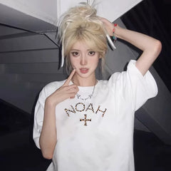 2025新款NOAH十字架印花男女短袖美式潮牌重磅纯棉情侣宽松t恤ins