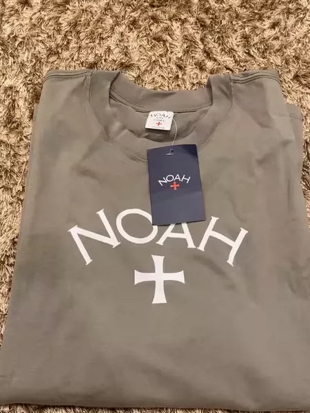 NOAH BWCJ Summer Matcha Grey Cross Trendy Brand Heavy Cotton Casual Loose Couple Short sleeved T-shirt for Men and Women