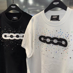 GOODBRAND Summer Gemstone Luxury Light Luxury Men's and Women's T-Shirts Heavy Weight Cotton Short Sleeve Hot Diamond Couple's Top