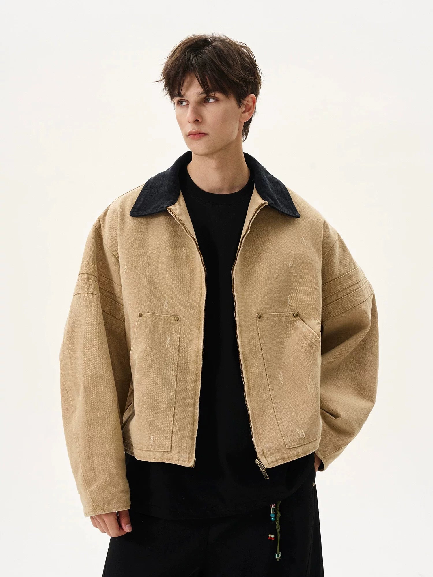 NOAH MARS American casual retro old money style 15 ounce bead canvas washed workwear jacket short jacket