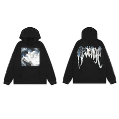 Revenge Angel Painting Blue Arch Logo Pullover Hoodie