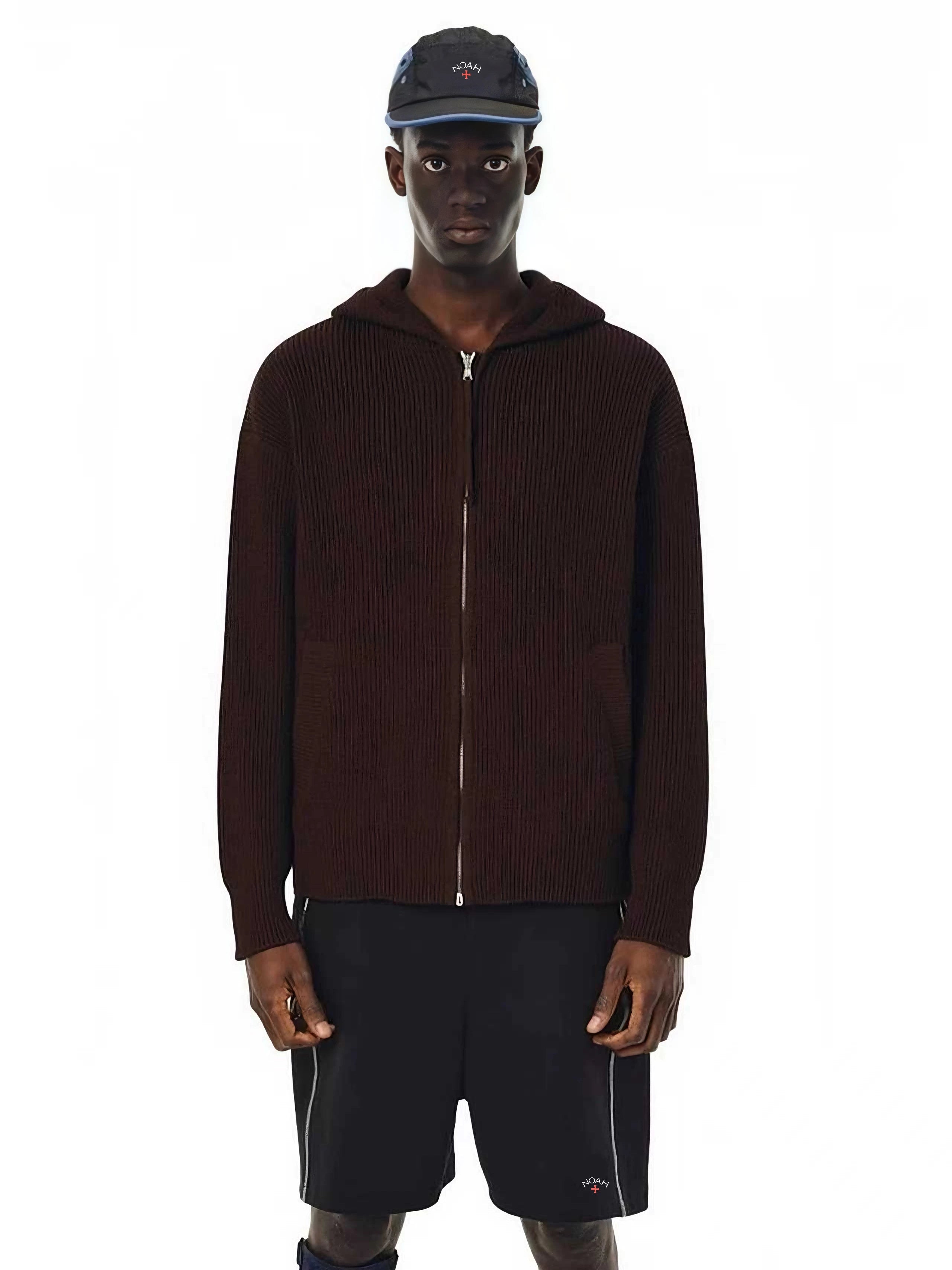 NOAH MARS American casual fashion brand autumn and winter old money style double-sided zipper knitted cardigan hooded sweater jacket