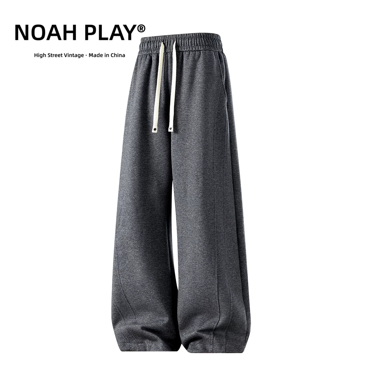 NOAH PLAY Summer Retro Wide Leg Health Pants for Men, Thin, Loose, Straight Tube, Sagging Texture, Casual Sports Pants