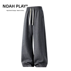 NOAH PLAY Summer Retro Wide Leg Health Pants for Men, Thin, Loose, Straight Tube, Sagging Texture, Casual Sports Pants