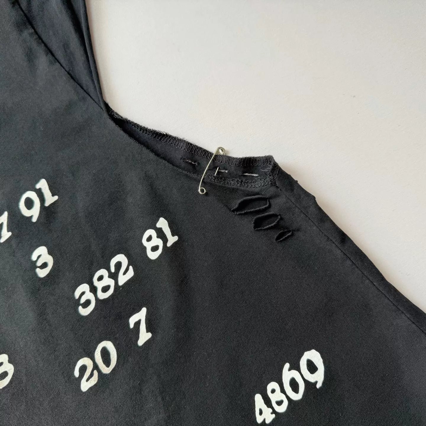 ERD Style Distressed Safety Pin Muscle Tee