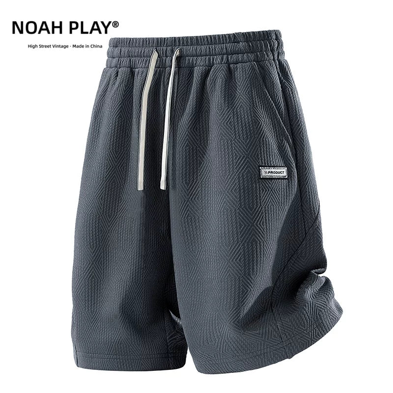 NOAH PLAY Jacquard Texture Shorts Men's Summer Loose Large Wide Leg Pentagram Pants Casual Retro Middle Pants Trendy