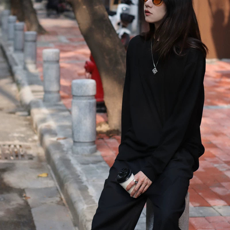 GcBrand Japanese retro street yuppie style black suit pants men's loose casual pants cropped pants trendy brand