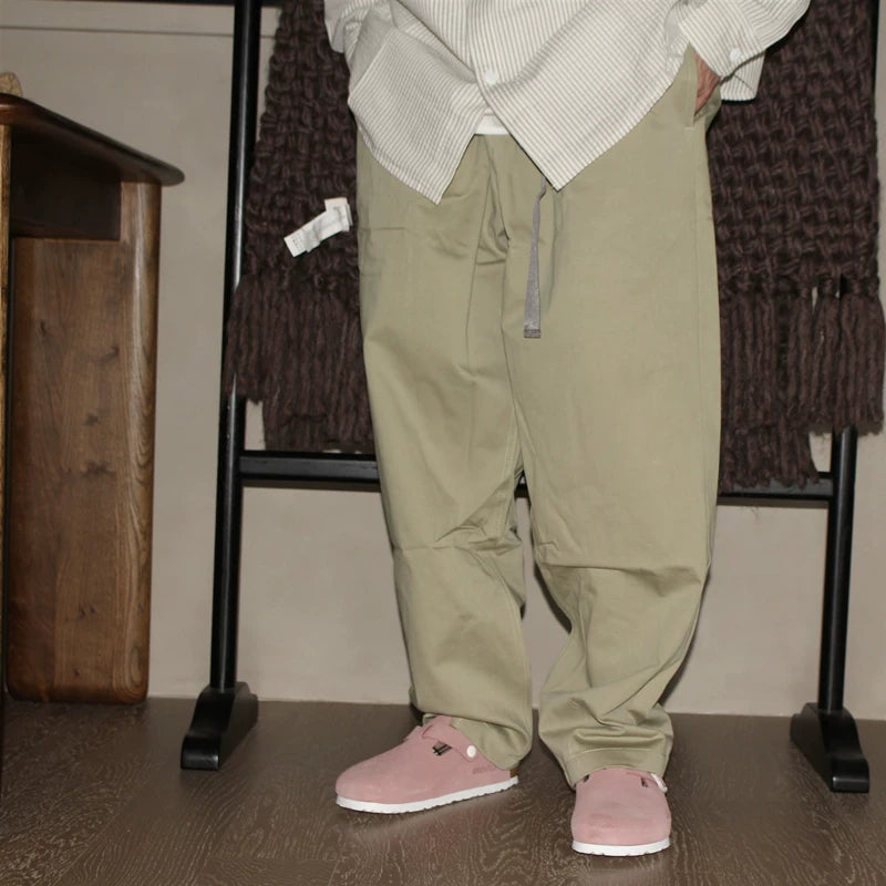 GcBrand Lab AW24 Retro Theme Elements, Hanging Wide Leg Design, Japanese Bamboo Pattern Casual Pants
