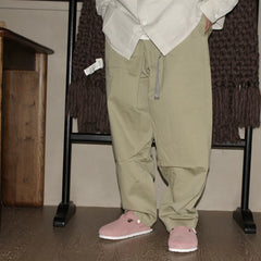 GcBrand Lab AW24 Retro Theme Elements, Hanging Wide Leg Design, Japanese Bamboo Pattern Casual Pants