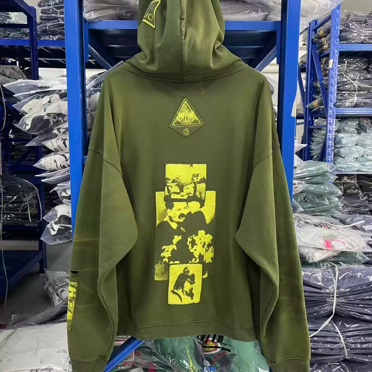 ERD Inspired Slogan Washed Green Zip Up Hoodie