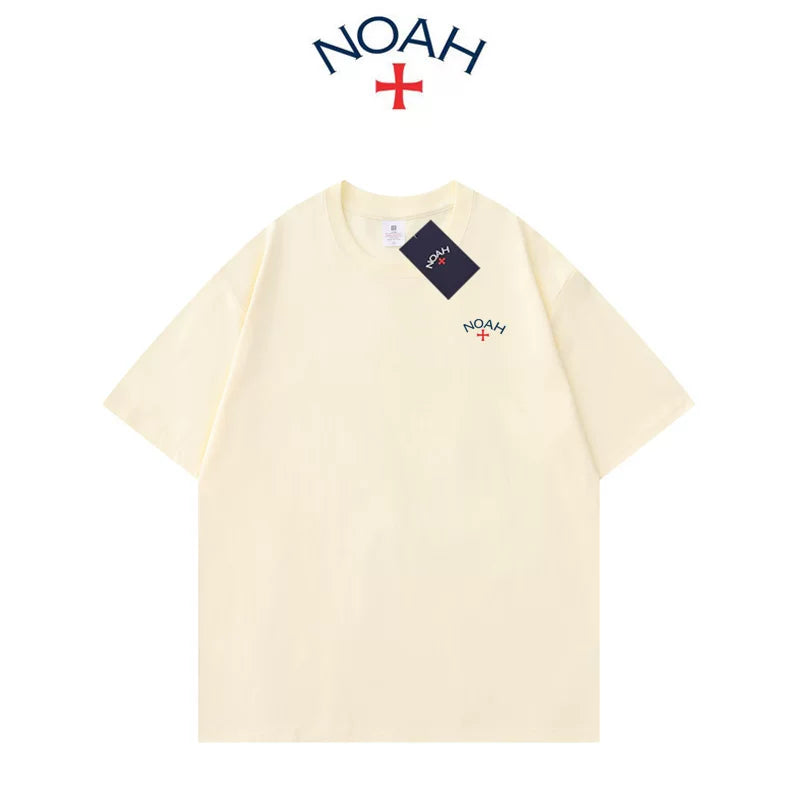 NOAH BWCJ small logo cross simple casual summer trendy brand couple heavyweight pure cotton short sleeved T-shirt for men and women