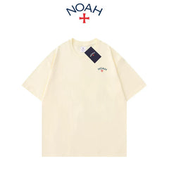 NOAH BWCJ small logo cross simple casual summer trendy brand couple heavyweight pure cotton short sleeved T-shirt for men and women