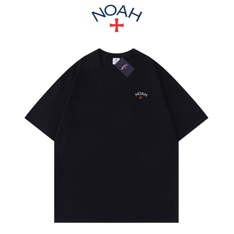 NOAH BWCJ small logo cross simple casual summer trendy brand couple heavyweight pure cotton short sleeved T-shirt for men and women