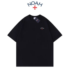 NOAH BWCJ small logo cross simple casual summer trendy brand couple heavyweight pure cotton short sleeved T-shirt for men and women