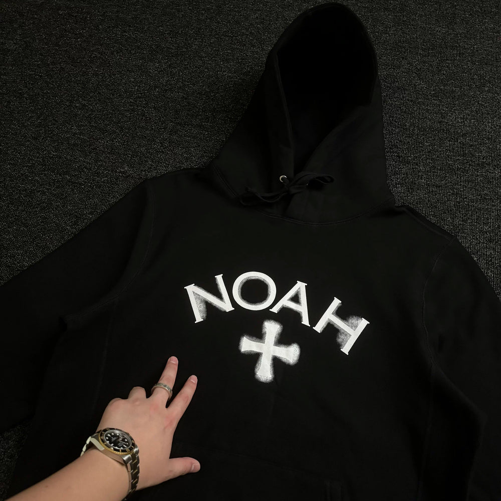 NOAH MARS小众潮牌溶解十字架美式休闲男士情侣潮流拼接连帽卫衣