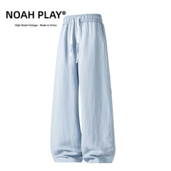 NOAH PLAY 复古莱赛尔天丝亚麻阔腿裤男夏季薄款宽松直筒休闲长裤