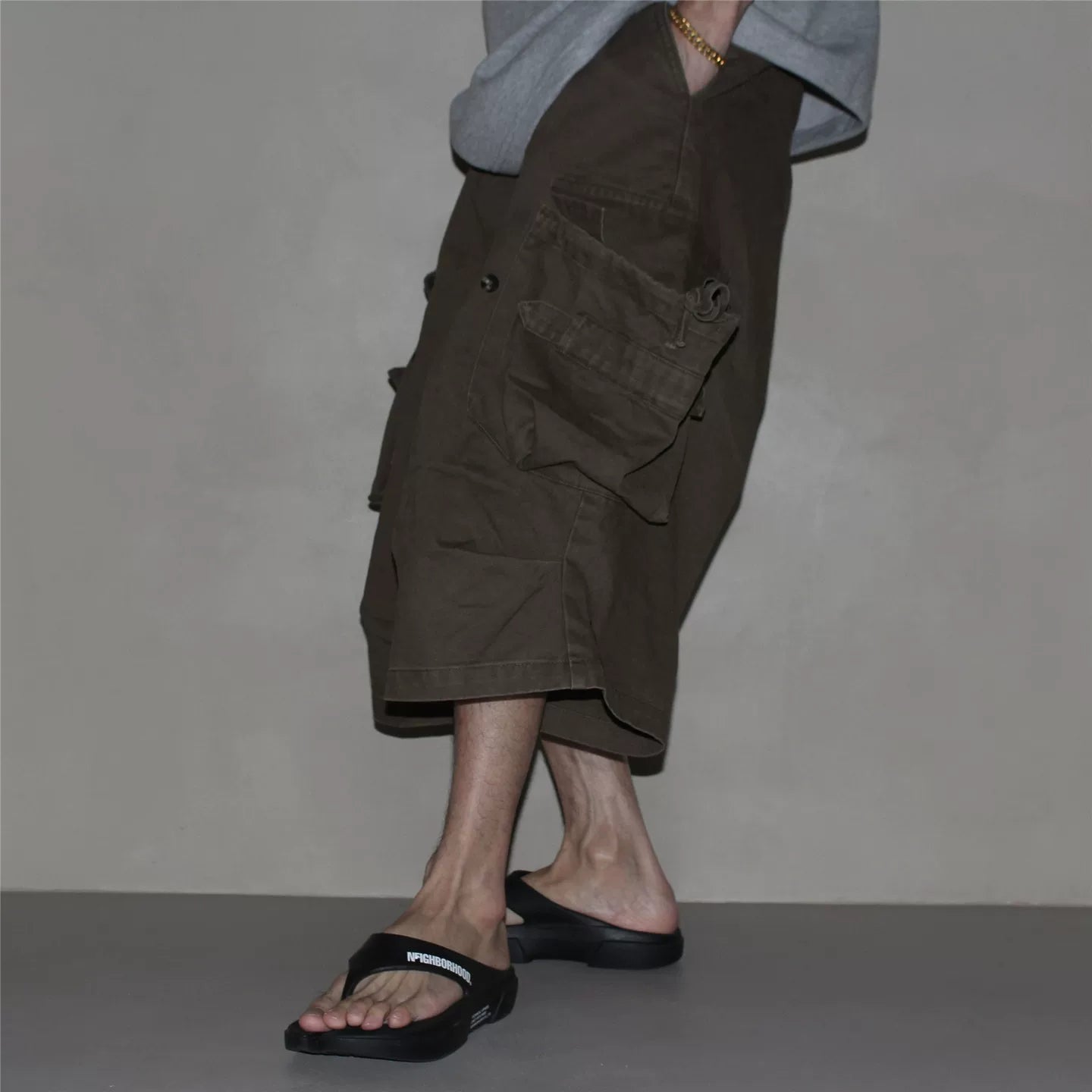GcBrand Lab SS25 Japanese retro loose workwear shorts, summer casual large pocket captcha pants for men